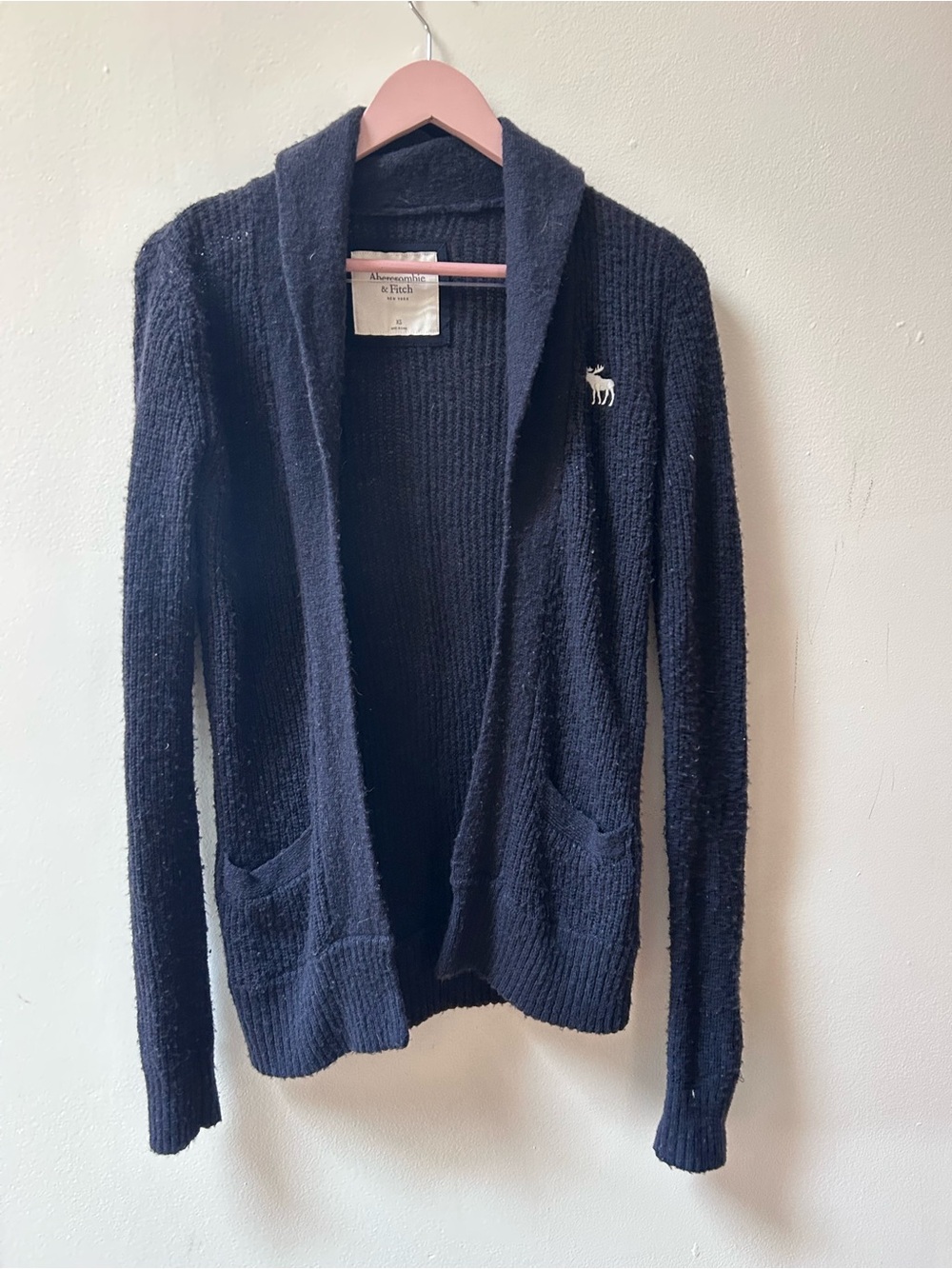 Abercrombie & Fitch Navy Open-Front Cardigan Sweater